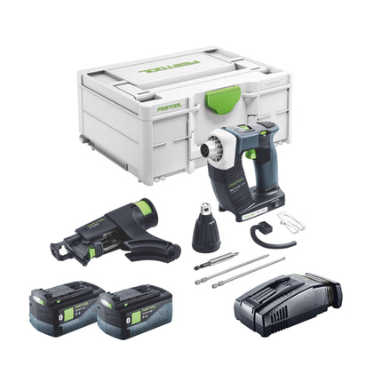 Festool DURADRIVE DWC 18-4500 Atornillador básico sin cable para la construcción 18 V 14 Nm sin escobillas + 2x batería recargable 5,0 Ah + cargador rápido + systainer