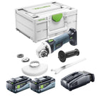 Amoladora angular sin cable Festool AGC 18-125 Basic 18 V 125 mm sin escobillas + 2x batería 8,0 Ah + cargador rápido + systainer