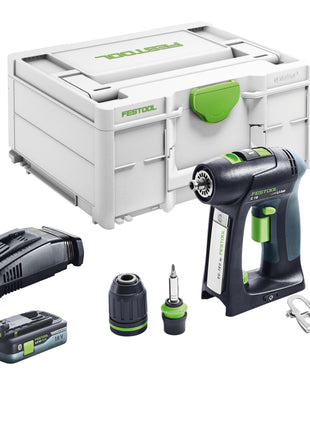 Festool C 18 Basic akumulatorowa wiertarko-wkrętarka 18 V 45 Nm bezszczotkowa + 1x akumulator 4,0 Ah + szybka ładowarka + systainer