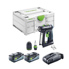Taladradora atornilladora a batería Festool C 18 Basic 18 V 45 Nm sin escobillas + 2 baterías de 8,0 Ah + cargador rápido + Systainer