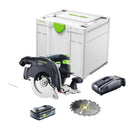 Sierra circular de mano Festool HKC 55 EB-Basic sin escobillas 18 V 160 mm + 1x batería 4,0 Ah + cargador rápido + systainer