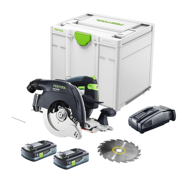 Sierra circular sin cable Festool HKC 55 EB-Basic 18 V 160 mm sin escobillas + 2x batería recargable 4,0 Ah + cargador rápido + Systainer