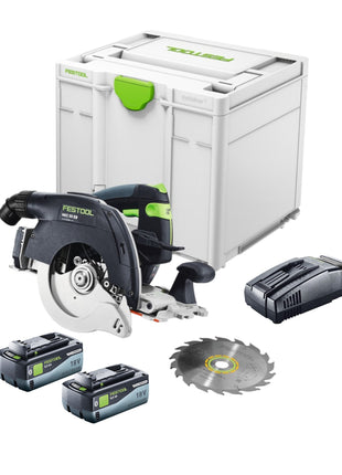 Festool HKC 55 EB-Basic Scie circulaire portative sans fil 18 V 160 mm Brushless + 2x batterie 8,0 Ah + chargeur rapide + Systainer