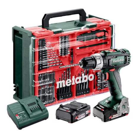 Metabo SB 18 L Set cordless impact drill 18 V 50 Nm ( 602317710 ) + 2x rechargeable battery 2.0 Ah + charger + 78-piece mobile workshop + case