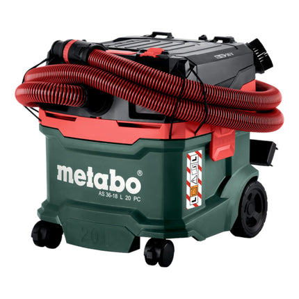 Metabo AS 36 18 L 20 PC aspirador en seco/húmedo sin cable 36 V ( 2x 18 V ) 20 L + 4x batería LiHD 8,0 Ah + cargador doble