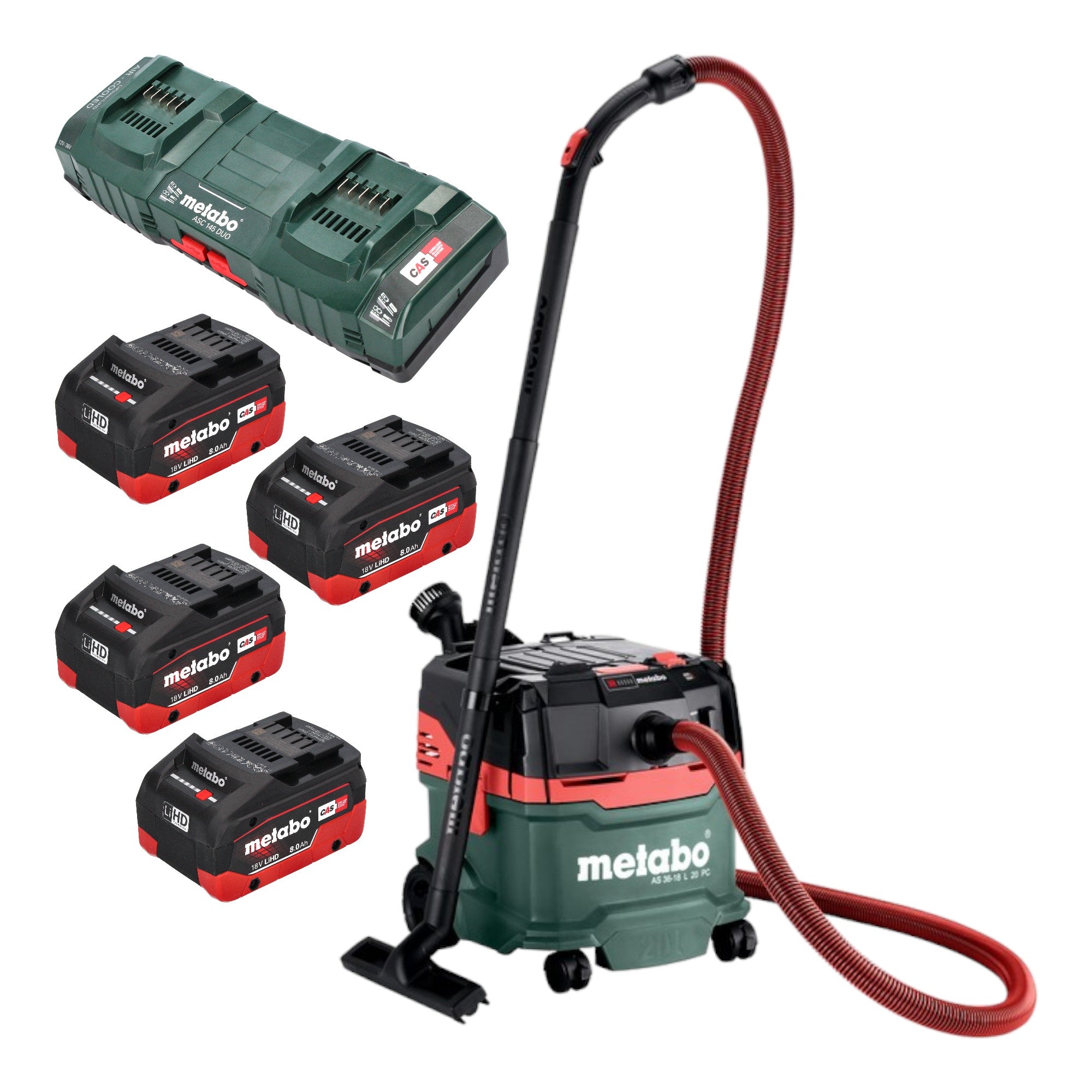 Metabo AS 36 18 L 20 PC Akku Nass Trocken Sauger 36 V 2x 18 V 20 L 4x LiHD Akku 8 0 Ah Doppelladegeraet 0 - toolbrothers