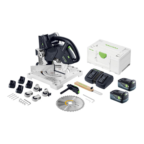 Festool SYMC 70 EB-Basic SYMMETRIC cordless moulding saw 36 V ( 2 x 18 V ) 216 mm + 2x rechargeable battery 5.0 Ah + double charger + Systainer