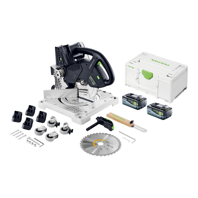 Festool SYMC 70 EB-Basic SYMMETRIC Scie à plinthes sans fil 36 V ( 2 x 18 V ) 216 mm + 2x batterie 8,0 Ah + Systainer - sans chargeur