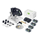 Festool SYMC 70 EB-Basic SYMMETRIC akumulatorowa pilarka do formowania 36 V ( 2 x 18 V ) 216 mm + 4x akumulator 8,0 Ah + podwójna ładowarka + Systainer