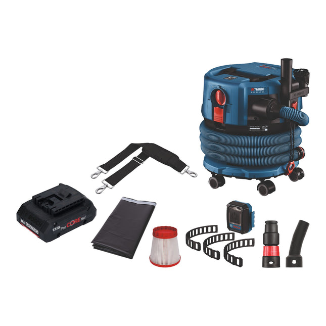 Bosch GAS 18V-12 MC Professional Aspirateur à batterie BITURBO Brushless + 1x batterie ProCore 4,0 Ah + accessoires - sans chargeur