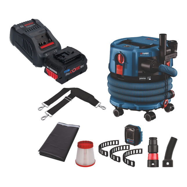 Bosch GAS 18V-12 MC Aspiratore professionale a batteria BITURBO Brushless + 1x batteria ProCore 8,0 Ah + caricatore rapido + accessori