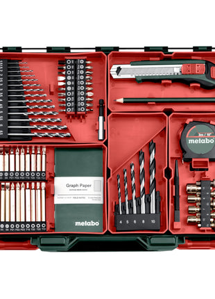 Metabo BS 18 Set cordless drill driver 18 V 48 Nm ( 602207710 ) + 2x battery 2.0 Ah + charger + 74 pcs. mobile workshop + case