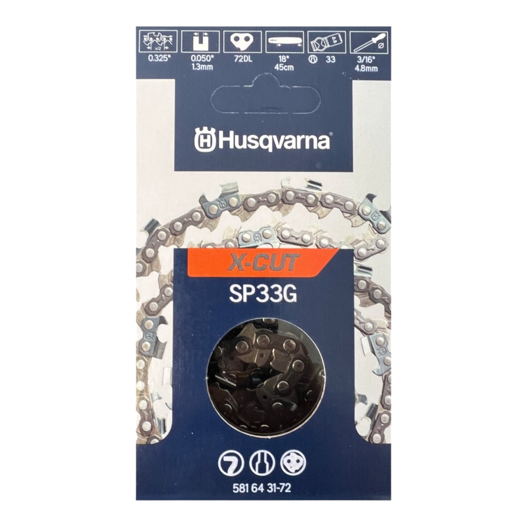 Husqvarna X CUT SP33G 2x Saegekette Ersatzkette Halb Meissel 1 3 mm 33 cm 0 - toolbrothers