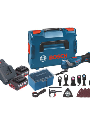 Bosch GOP 18V-34 Professional Multicortadora a batería 18 V Starlock Plus + 2x baterías 4,0 Ah + cargador + 17 accesorios + L-Boxx