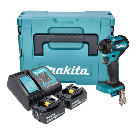 Makita DDF 083 STJ cordless drill driver 18 V 40 Nm 1/4'' brushless + 2x rechargeable battery 5.0 Ah + charger + Makpac