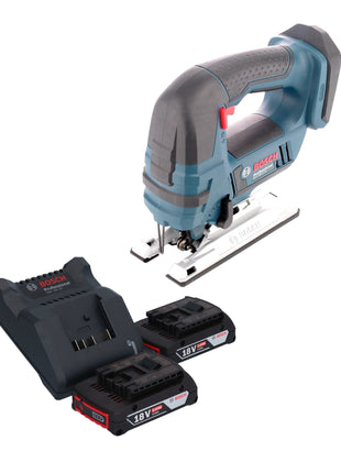 Bosch GST 18V-Li B Sierra de calar profesional a batería 18 V + 2x baterías 2,0 Ah + cargador