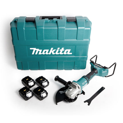 Makita DGA 901 G4KU2 Akku Winkelschleifer 36V ( 2x18V ) 230mm Brushless + 4x Akku 6,0Ah + Ezynut + Koffer - ohne Ladegerät - Toolbrothers