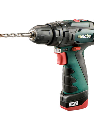 Metabo PowerMaxx SB Basic Perceuse-visseuse à percussion sans fil 12 V 34 Nm ( 600385500 ) + 2x batterie 2,0 Ah + chargeur + coffret