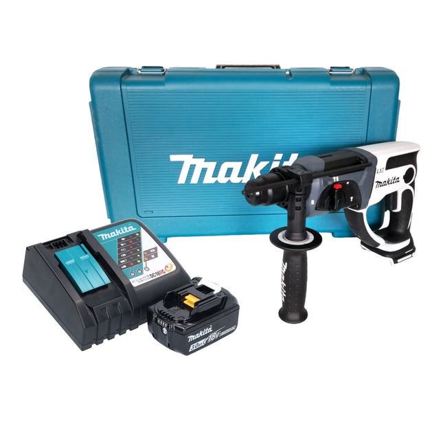 Makita DHR 202 RF1W Cordless Hammer Drill 18 V 20 mm 2.0 J white + 1x rechargeable battery 3.0 Ah + charger + case