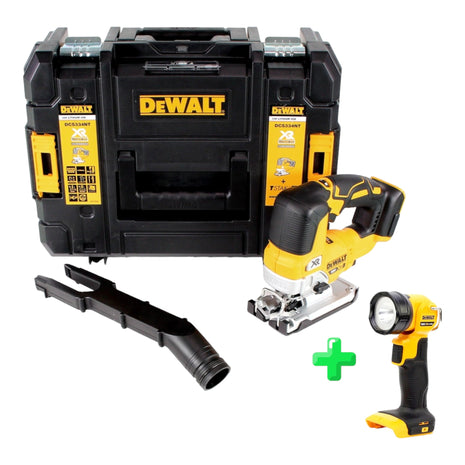 DeWalt DCS 334 NT cordless pendulum action jigsaw 18V Brushless Solo + TSTAK + DeWalt DCL 040 18V XR Li-Ion cordless lamp