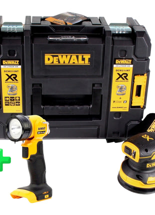 DeWalt DCW 210 NT cordless random orbital sander 18V 125mm Brushless Solo + TSTAK + DeWalt DCL 040 18V XR Li-Ion battery lamp