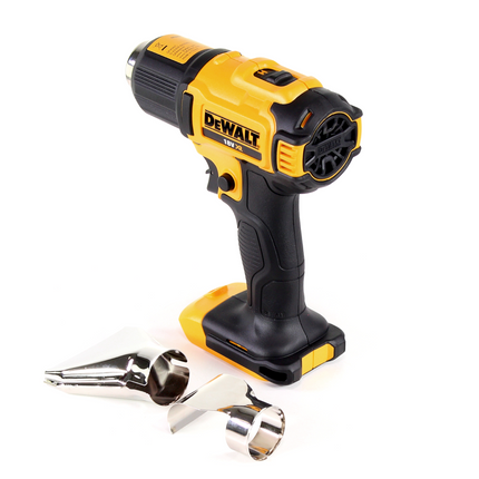 DeWalt DCE 530 N cordless hot air gun 18V 530°C solo + surface and reflector nozzle + DeWalt DCL 040 18V XR Li-Ion cordless lamp