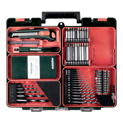 Metabo PowerMaxx BS 12 Set taladro atornillador a batería 12 V 40 Nm ( 601036870 ) + 2x batería recargable 2,0 Ah + cargador + juego de accesorios + maletín