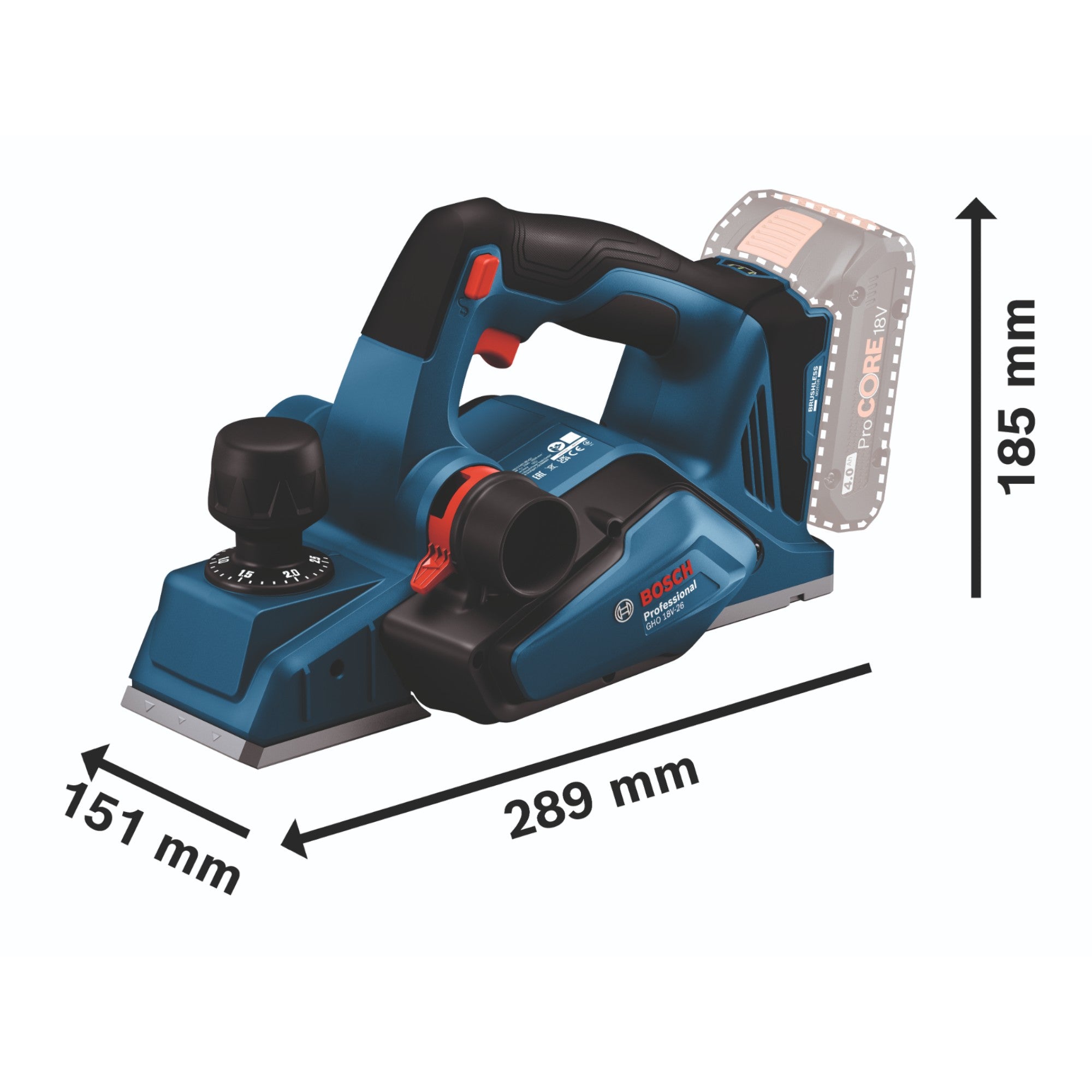 Bosch GHO 18V 26 Professional Akku Hobel 18 V 2 6 mm Brushless 06015B5000 L Boxx ohne Akku ohne Ladegeraet 3 - toolbrothers
