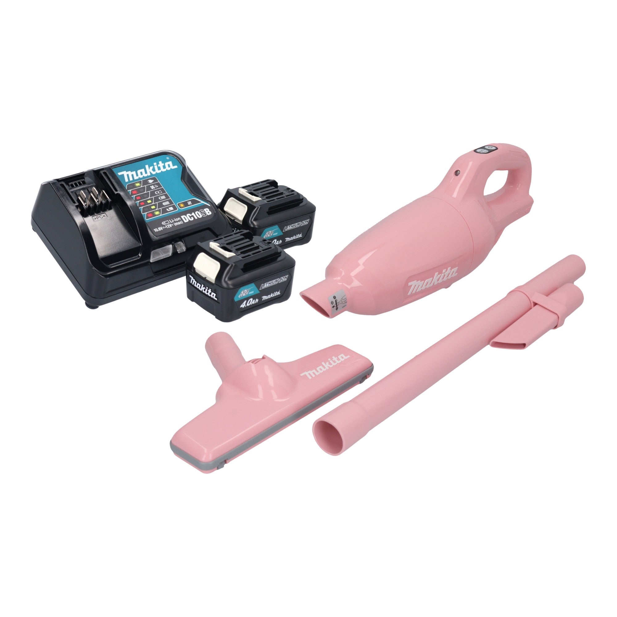 Makita CL 108 FDSMP Akku Staubsauger 12 V max 0 6 L pink 2x Akku 4 0 Ah Ladegeraet 0 - toolbrothers