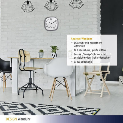 TFA Dostmann reloj de pared ( 9000486867 ) reloj de cuarzo números de plástico gris, analógico