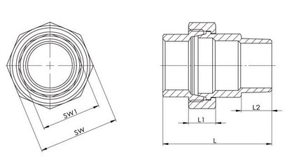 Springer screw connection EN 10226-1 ( 4000000326 ) NPS=1/2 ″ L 53 mm L1=14 mm L2=15 mm