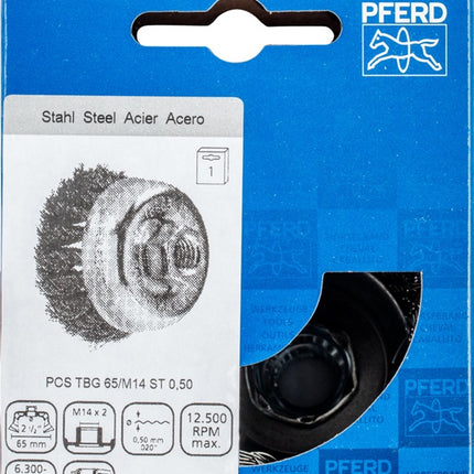 PFERD spazzola a tazza POS TBG ST ( 8000435482 ) Ø 65 mm M14 spessore del filo 0,5 mm