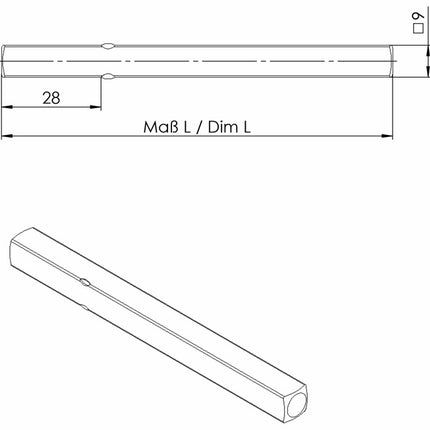 Pasador de maneta Ogro FS OGRO 114 PB FS ( 3000267157 ) Pasador cuadrado 9 x 110 mm macizo