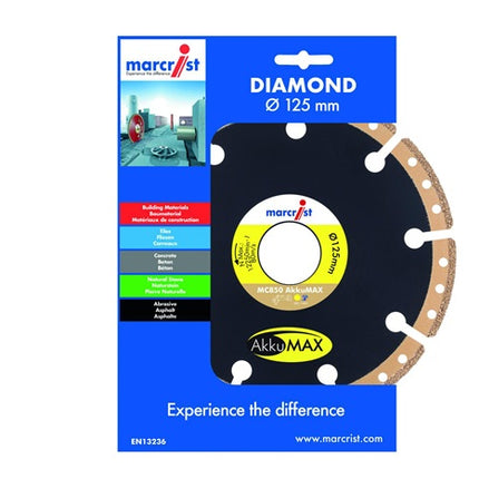 Disco de corte diamantado MC850 AkkuMAX ( 4000865528 ) Ø 125 mm taladro 22,23 mm amoladora angular ancho de segmento 37,6 mm