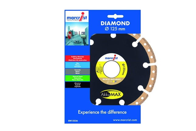 Disco de corte diamantado MC850 AkkuMAX ( 4000865528 ) Ø 125 mm taladro 22,23 mm amoladora angular ancho de segmento 37,6 mm