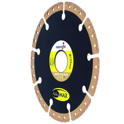 Disco de corte diamantado MC850 AkkuMAX ( 4000865528 ) Ø 125 mm taladro 22,23 mm amoladora angular ancho de segmento 37,6 mm