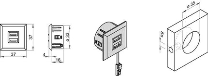 L & S USB double socket ( 3000550099 ) 12 V 5 V
