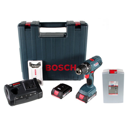 Bosch Professional GSR 18V-21 Akku Bohrschrauber 18V 55Nm + 2x Akku 2,0Ah + Ladegerät + Spiralbohrer Set + Bit Set + Koffer - Toolbrothers