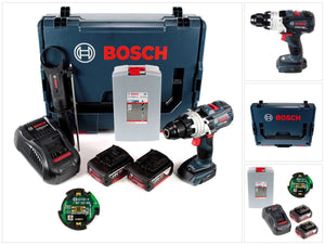 Bosch GSR 18 V-85 C Akku Bohrschrauber 18V 110Nm Solo in L-Boxx mit GCY 30-4 Connectivity Modul und 2x 5,0 Ah Akku + Ladegerät + 25 tlg. Spiralbohrer Set
