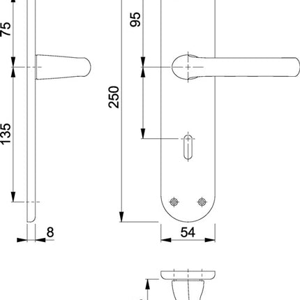Hoppe renovation set Tôkyô 1710/3334 ( 8000348502 ) Aluminium F1 distance 72 mm