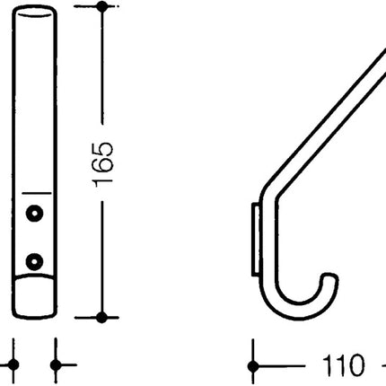 HEWI Cloakroom hook 477.90.070 ( 3000206897 ) single Projection 108 mm Height 163 mm