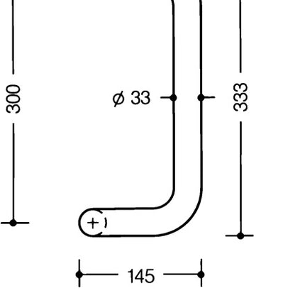 HEWI Stoßgriff 550.33BGKLT ( 8000591513 ) Polyamid Farb-Nr. 92m Länge 333 mm Breite 145 mm