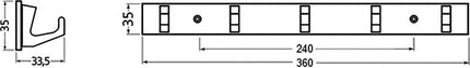 Hermeta towel hook rail ( 3000283283 ) 5 hooks Height 35 mm Length 360 mm Projection 33.5 mm