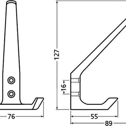 Hermeta hook 0032 ( 3000283273 ) double projection 89 mm height 127 mm