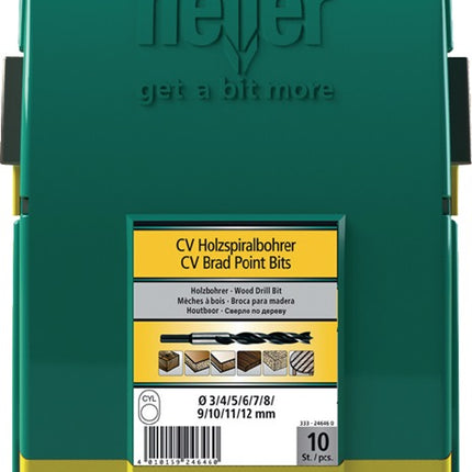 Heller CV wood twist drill set ( 4000865118 ) 10-piece Maxxbox CV steel