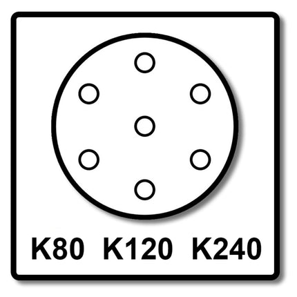 Bosch Exzenter Schleifpapier Set mit Klett gelocht K80 K120 K240 125 mm 25 Stück ( 2607019497 ) - Toolbrothers