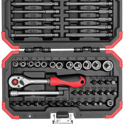 Gedore RED zestaw bitów/kluczy nasadowych R33003051 ( 8002654118 ) 51-częściowy 1/4 ″ Liczba zębów 72