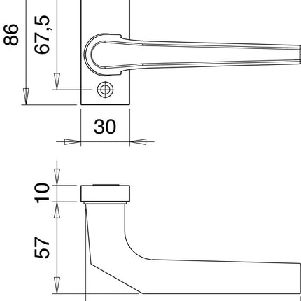 EDI profile lever handle hole part 1390/0800 ( 3000200010 ) Aluminium F1 cranked
