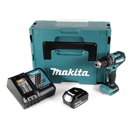 Makita DHP 485 RT1J Trapano avvitatore a percussione a batteria 18 V in valigetta Makpac + 1x Batteria 5,0 Ah + Caricabatterie rapido