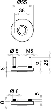 Klamka dźwigniowa EDI rozeta 051 ( 3000261366 ) stal nierdzewna F00 okrągła